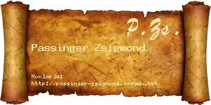 Passinger Zsigmond névjegykártya